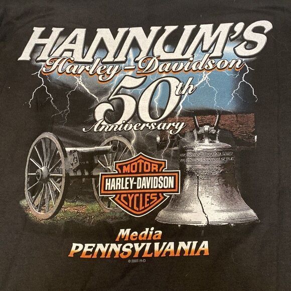 NWOT 2005 HARLEY DAVIDSON T-SHIRT Hannum's Media PA 50th Anniversary Sz XL Black - Picture 7 of 8